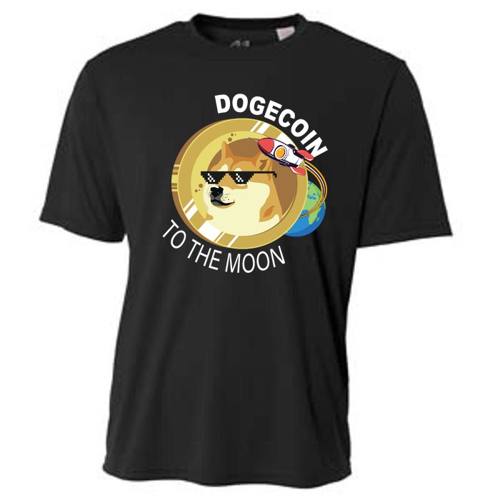 Dogecoin to the moon Cooling Performance Crew T-Shirt