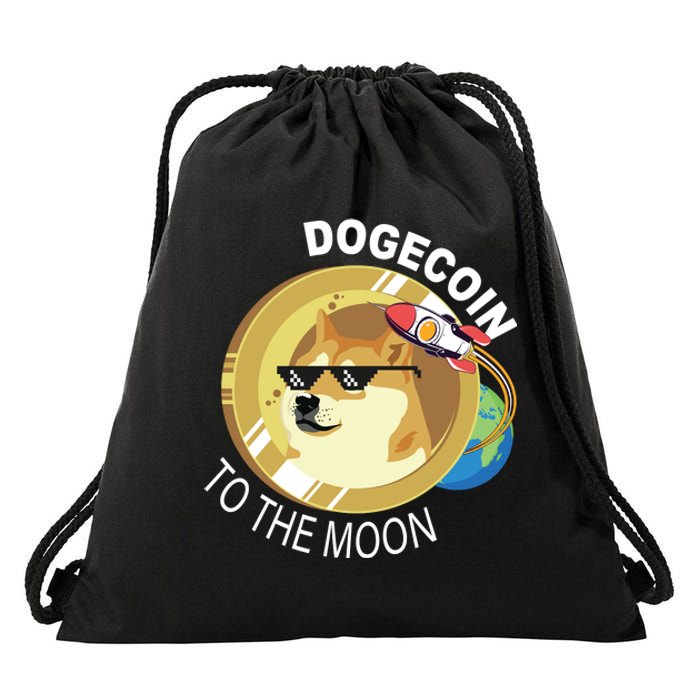 Dogecoin to the moon Drawstring Bag