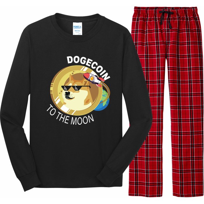 Dogecoin to the moon Long Sleeve Pajama Set