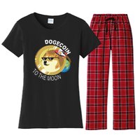 Dogecoin to the moon Women's Flannel Pajama Set