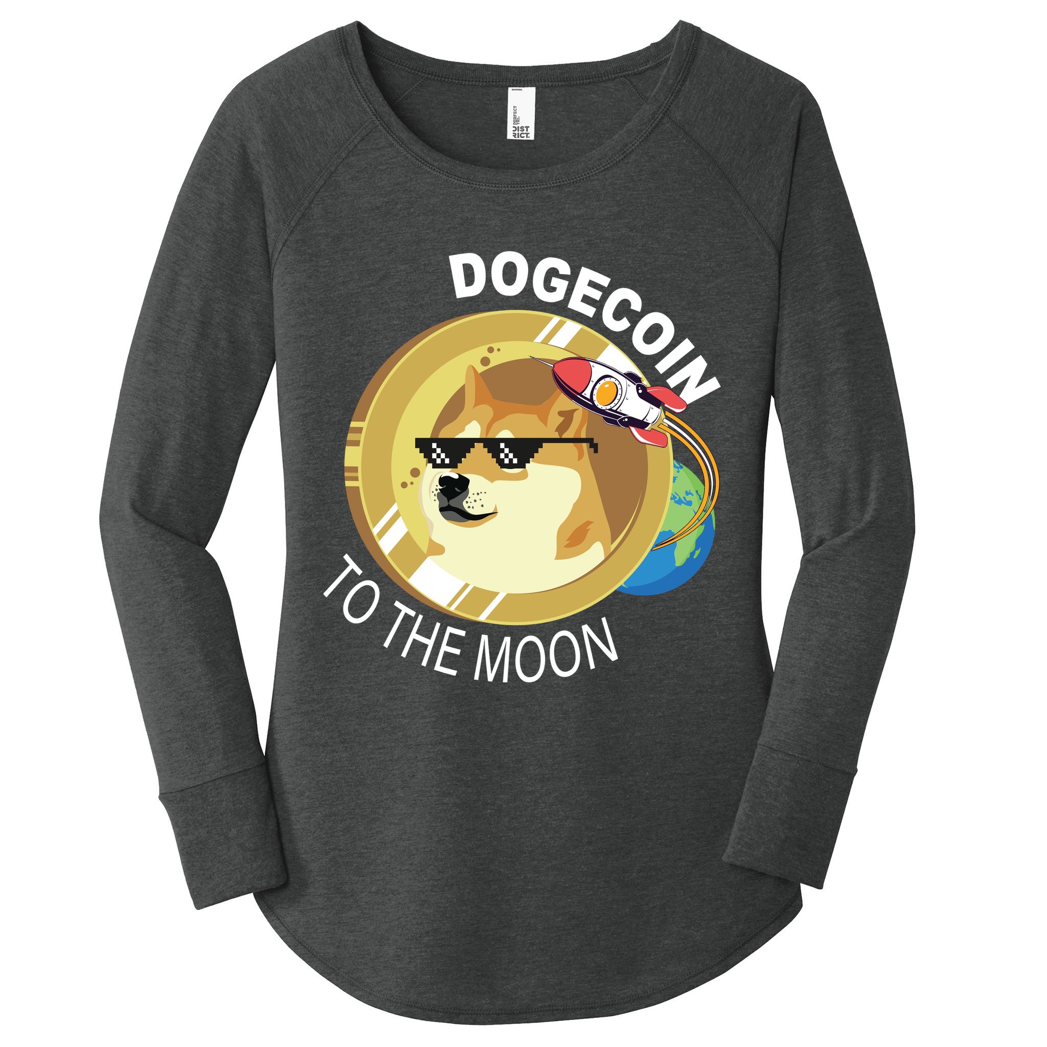 Dogecoin to the moon Women's Perfect Tri Tunic Long Sleeve Shirt