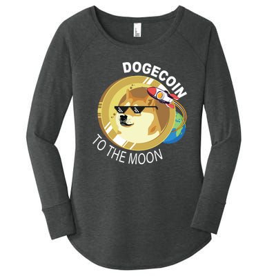 Dogecoin to the moon Women's Perfect Tri Tunic Long Sleeve Shirt