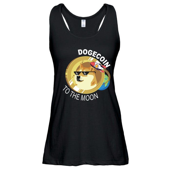 Dogecoin to the moon Ladies Essential Flowy Tank