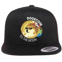 Dogecoin to the moon Flat Bill Trucker Hat