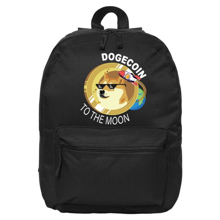 Dogecoin to the moon 16 in Basic Backpack