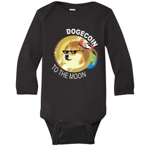 Dogecoin to the moon Baby Long Sleeve Bodysuit