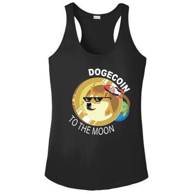 Dogecoin to the moon Ladies PosiCharge Competitor Racerback Tank