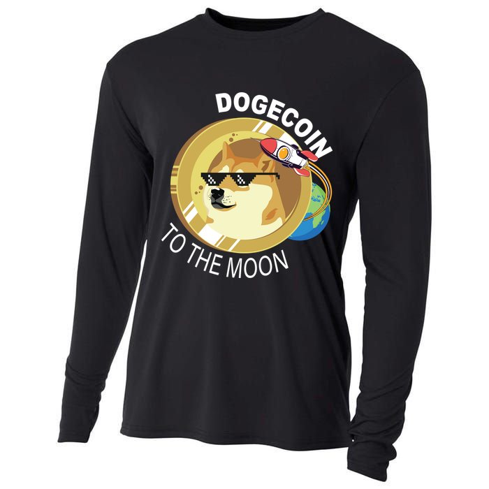 Dogecoin to the moon Cooling Performance Long Sleeve Crew