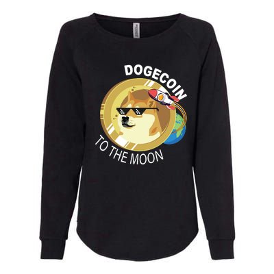 Dogecoin to the moon Womens California Wash Sweatshirt