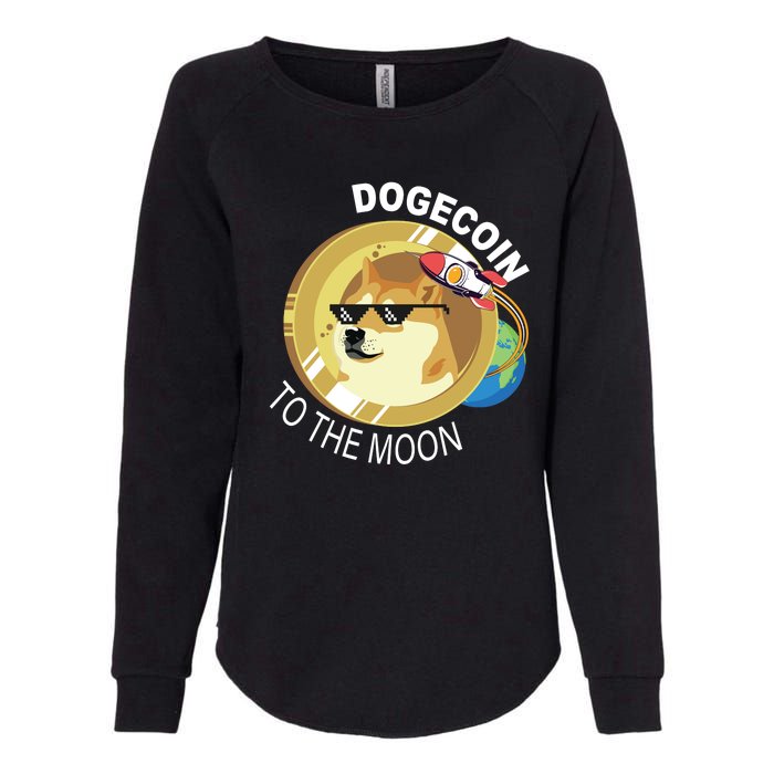 Dogecoin to the moon Womens California Wash Sweatshirt