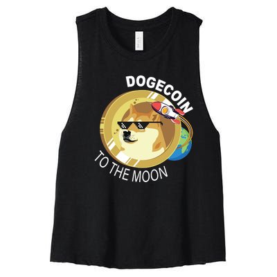 Dogecoin to the moon Women's Racerback Cropped Tank