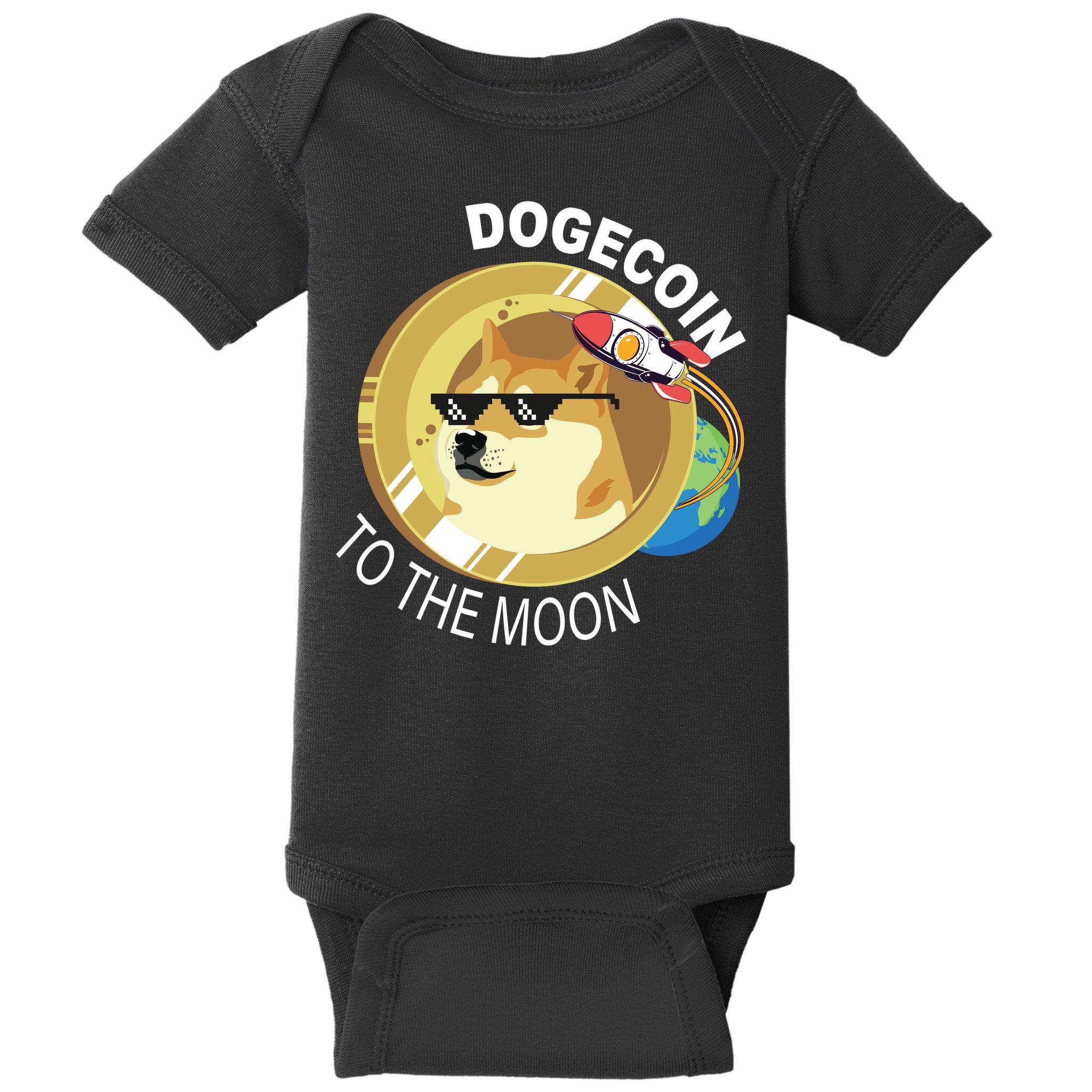 Dogecoin to the moon Baby Bodysuit
