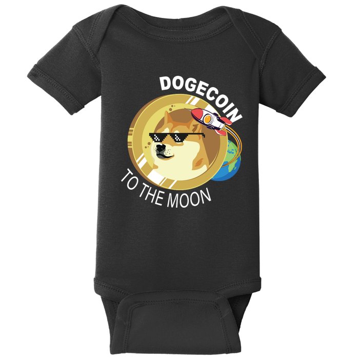 Dogecoin to the moon Baby Bodysuit