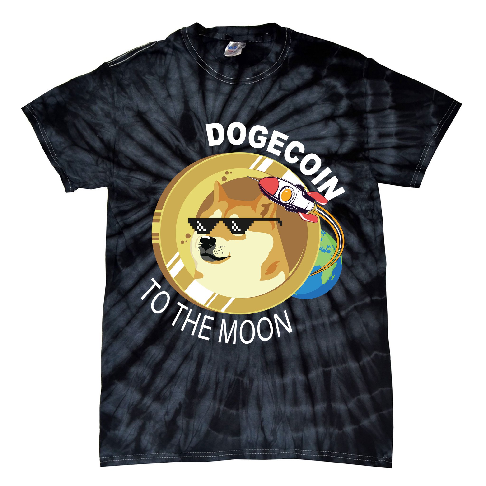 Dogecoin to the moon Tie-Dye T-Shirt