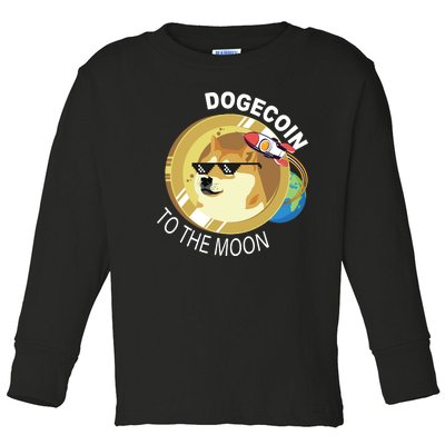 Dogecoin to the moon Toddler Long Sleeve Shirt