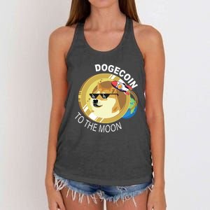 Dogecoin to the moon Women's Knotted Racerback Tank