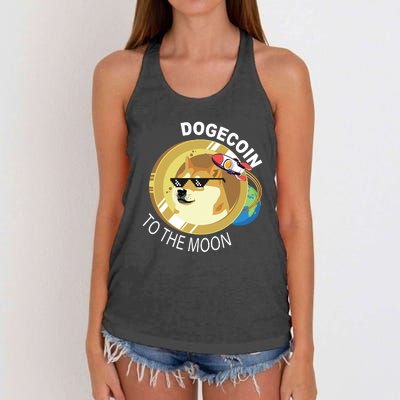 Dogecoin to the moon Women's Knotted Racerback Tank