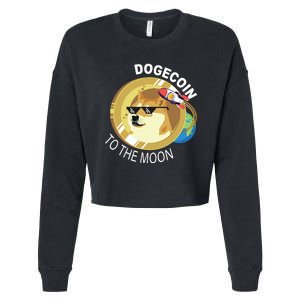 Dogecoin to the moon Cropped Pullover Crew