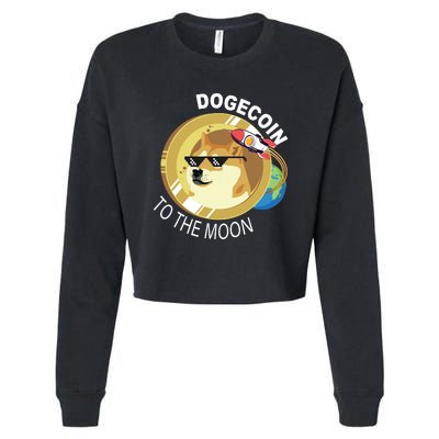 Dogecoin to the moon Cropped Pullover Crew