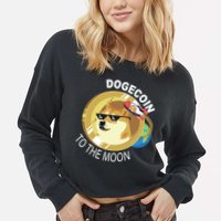 Dogecoin to the moon Cropped Pullover Crew