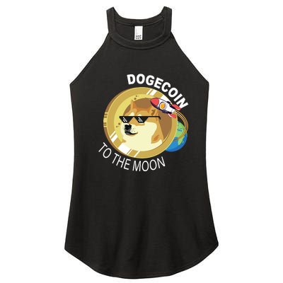 Dogecoin to the moon Women's Perfect Tri Rocker Tank