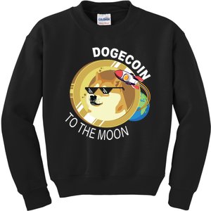 Dogecoin to the moon Kids Sweatshirt