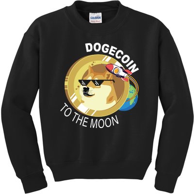 Dogecoin to the moon Kids Sweatshirt