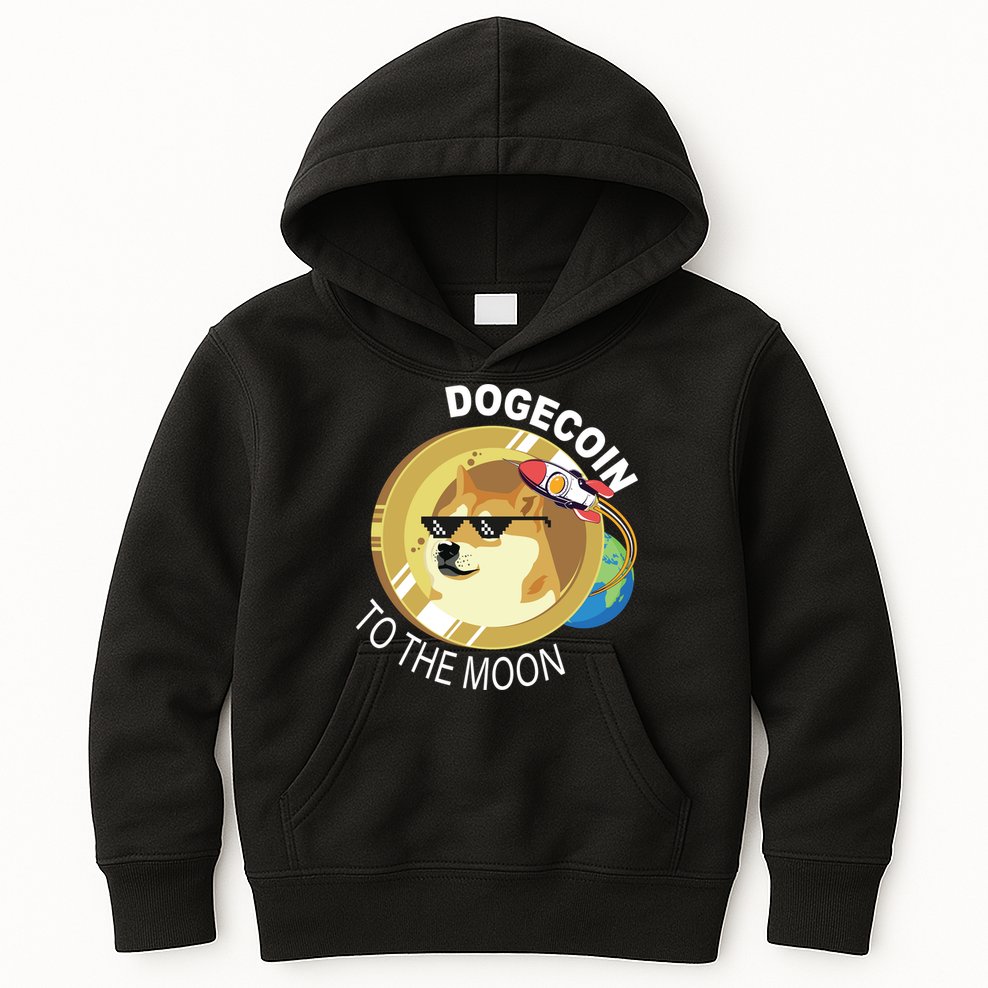 Dogecoin to the moon Kids Hoodie