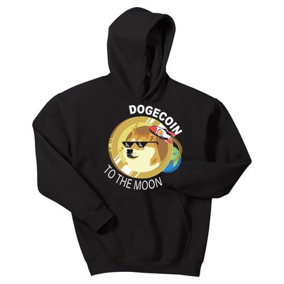 Dogecoin to the moon Kids Hoodie