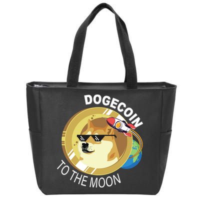 Dogecoin to the moon Zip Tote Bag