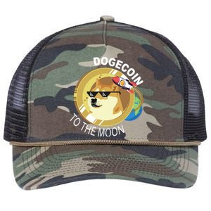 Dogecoin to the moon Retro Rope Trucker Hat Cap