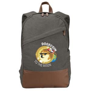 Dogecoin to the moon Cotton Canvas Backpack