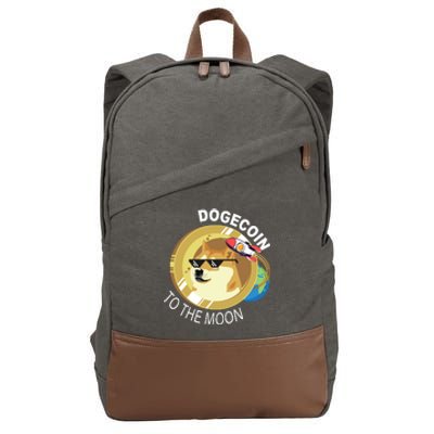 Dogecoin to the moon Cotton Canvas Backpack