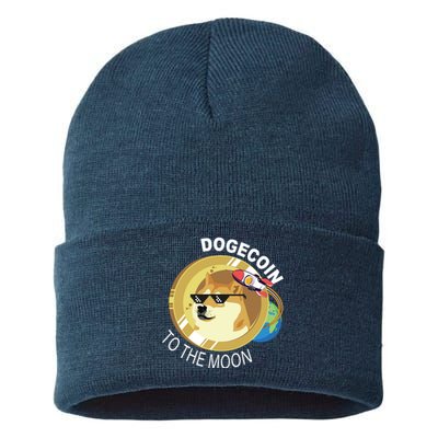 DogeCoin To The Moon Sustainable Knit Beanie