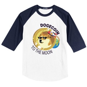 Dogecoin to the moon Baseball Sleeve Shirt