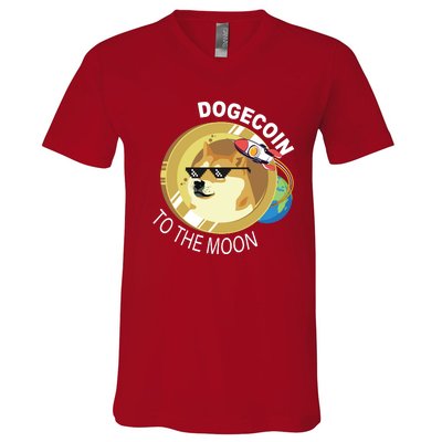 DogeCoin To The Moon V-Neck T-Shirt