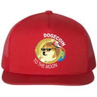 DogeCoin To The Moon Flat Bill Trucker Hat
