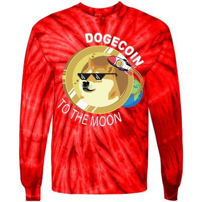 DogeCoin To The Moon Tie-Dye Long Sleeve Shirt