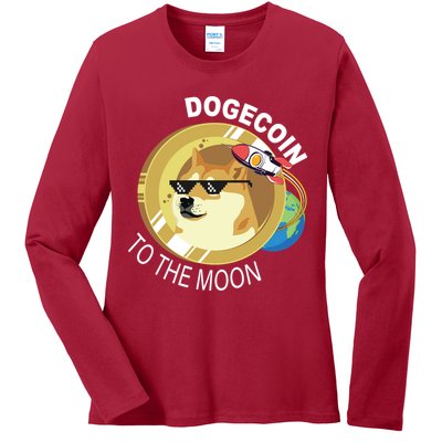 DogeCoin To The Moon Ladies Long Sleeve Shirt