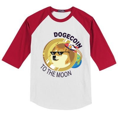 Dogecoin to the moon Kids Colorblock Raglan Jersey