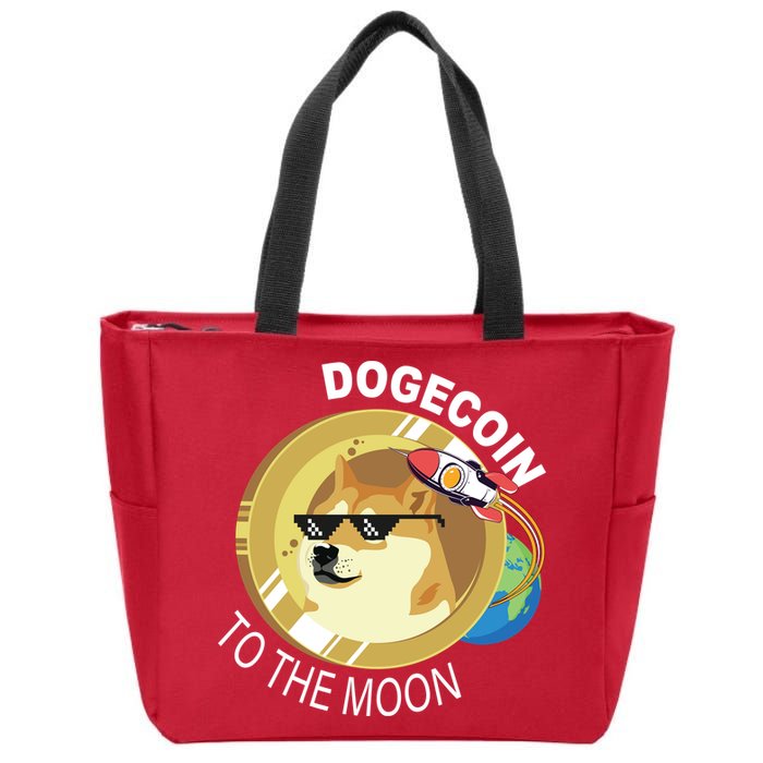 DogeCoin To The Moon Zip Tote Bag