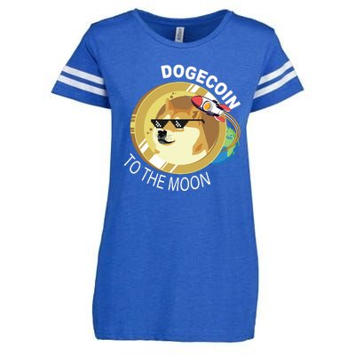 Dogecoin to the moon Enza Ladies Jersey Football T-Shirt