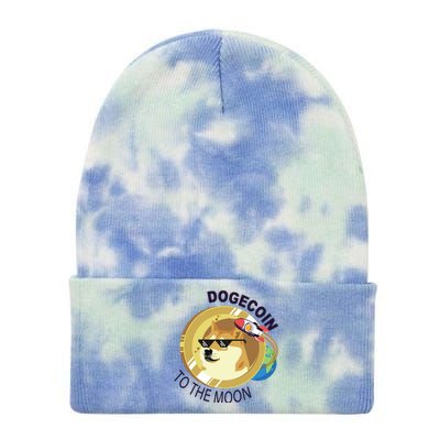 DogeCoin To The Moon Tie Dye 12in Knit Beanie