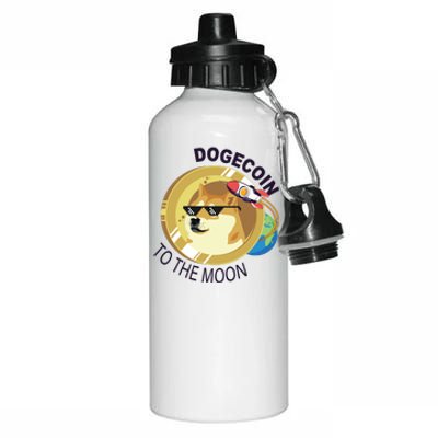 Dogecoin to the moon Aluminum Water Bottle