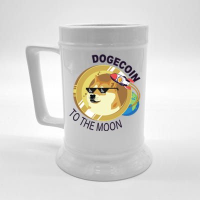 Dogecoin to the moon Beer Stein