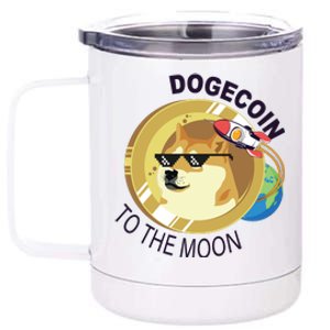 Dogecoin to the moon 12 oz Stainless Steel Tumbler Cup