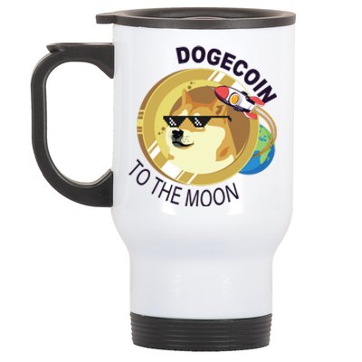 Dogecoin to the moon Stainless Steel Travel Mug