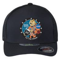 Dogecoin To The Moon Astronaut Flexfit Unipanel Trucker Cap