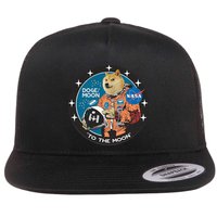 Dogecoin To The Moon Astronaut Flat Bill Trucker Hat
