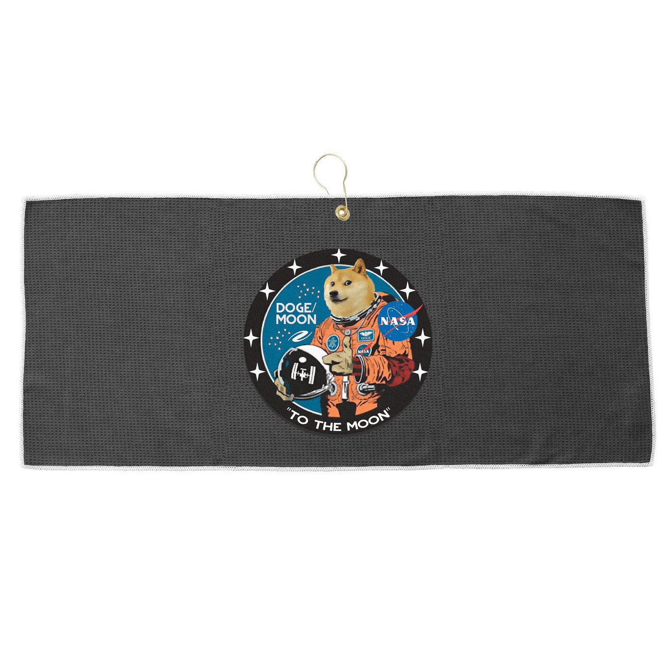 Dogecoin To The Moon Astronaut Large Microfiber Waffle Golf Towel